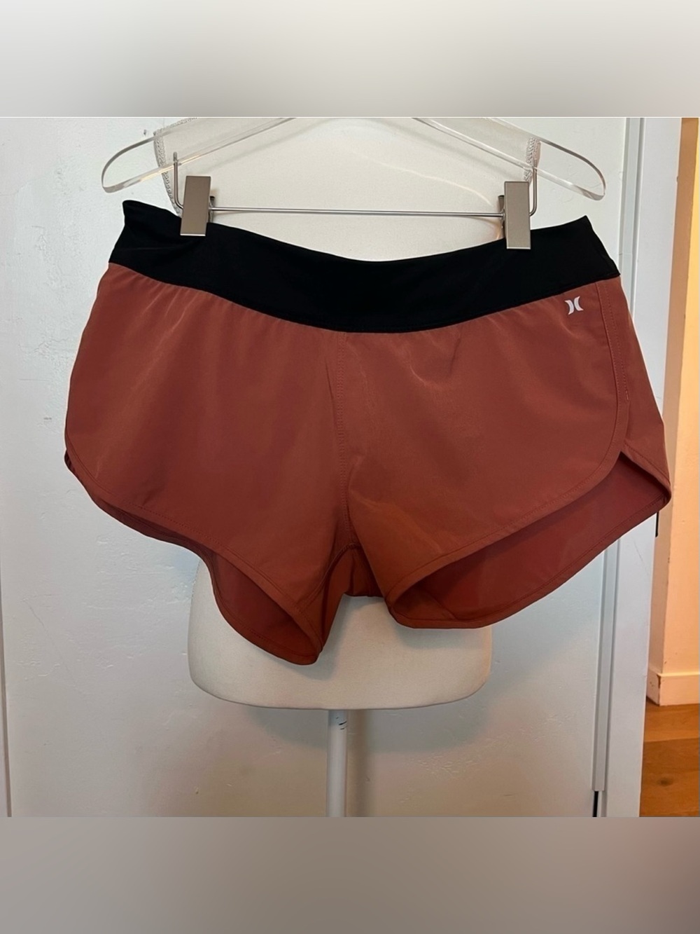 Hurley Rust Orange Athletic Shorts with Black Waistband